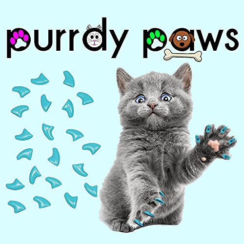 Purrdy Paws Soft Nail Caps For Cat Claws Sky Blue Kitten