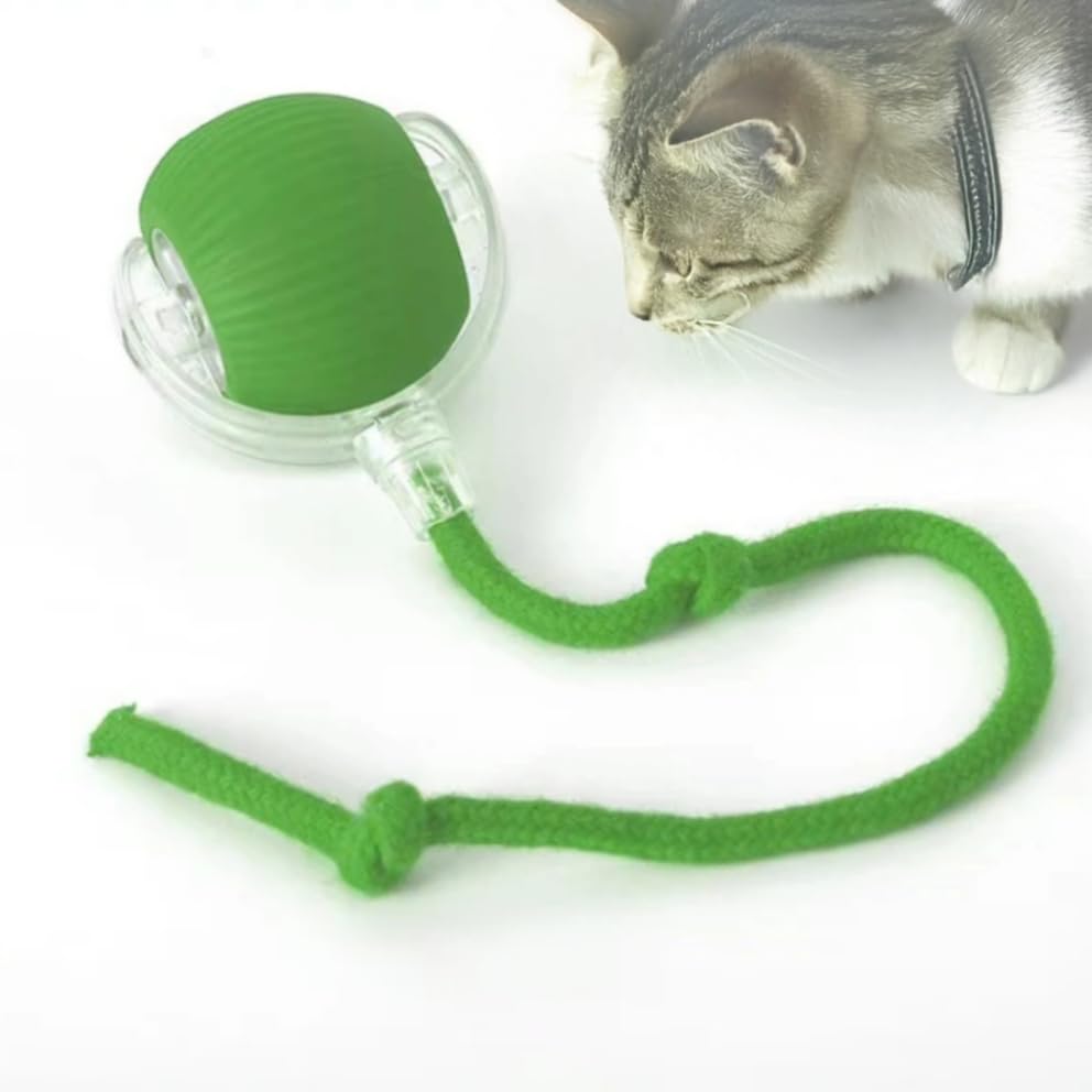 Cat Toy Ball With Tail Rope, Smart Rolling Ball, Led Light, Electric Self-Rolling Small Pet Toy, Interactive Jumping, Automatic 