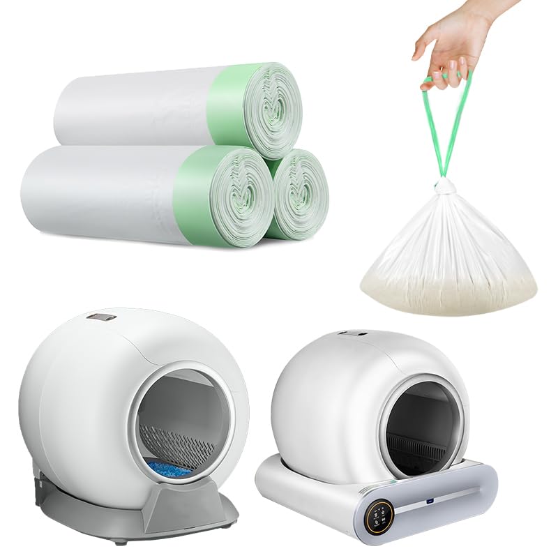 60 Count Self Cleaning Litter Box Bags, Pet Waste Bags Liners With Drawstring Heavy Duty For Automatic Cat Litter Box -19'' X 18