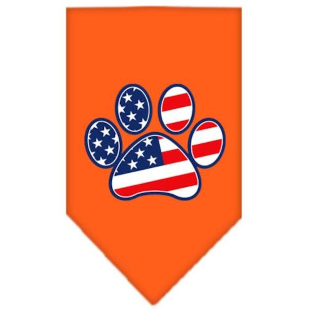 Pet and Dog Bandana Screen Printed, &quot;Patriotic Paw&quot; Orange Large