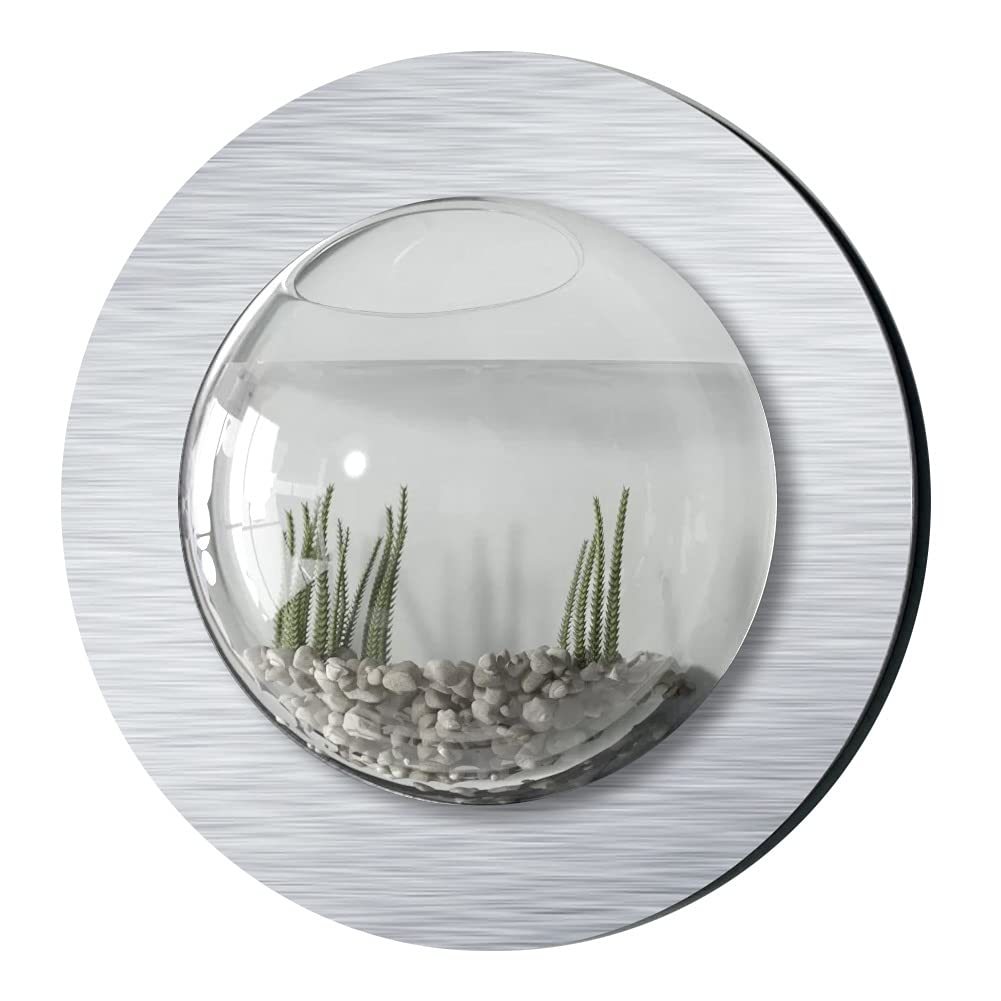 Fish Bubbles Brushed Aluminum Fish Bubble With Deluxe Wall Mounted Fish Tank