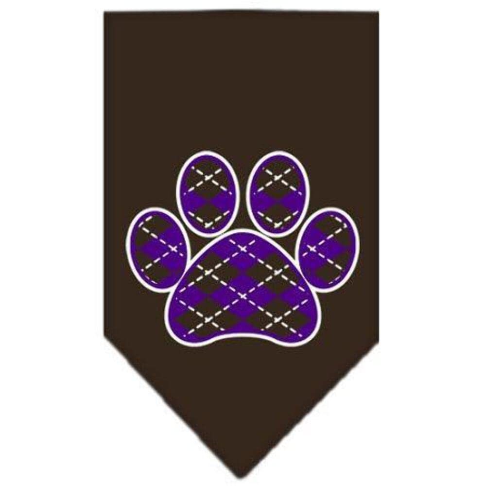 Mirage Pet Products Argyle Paw Purple Screen Print Bandana for Pets, Small, Cocoa