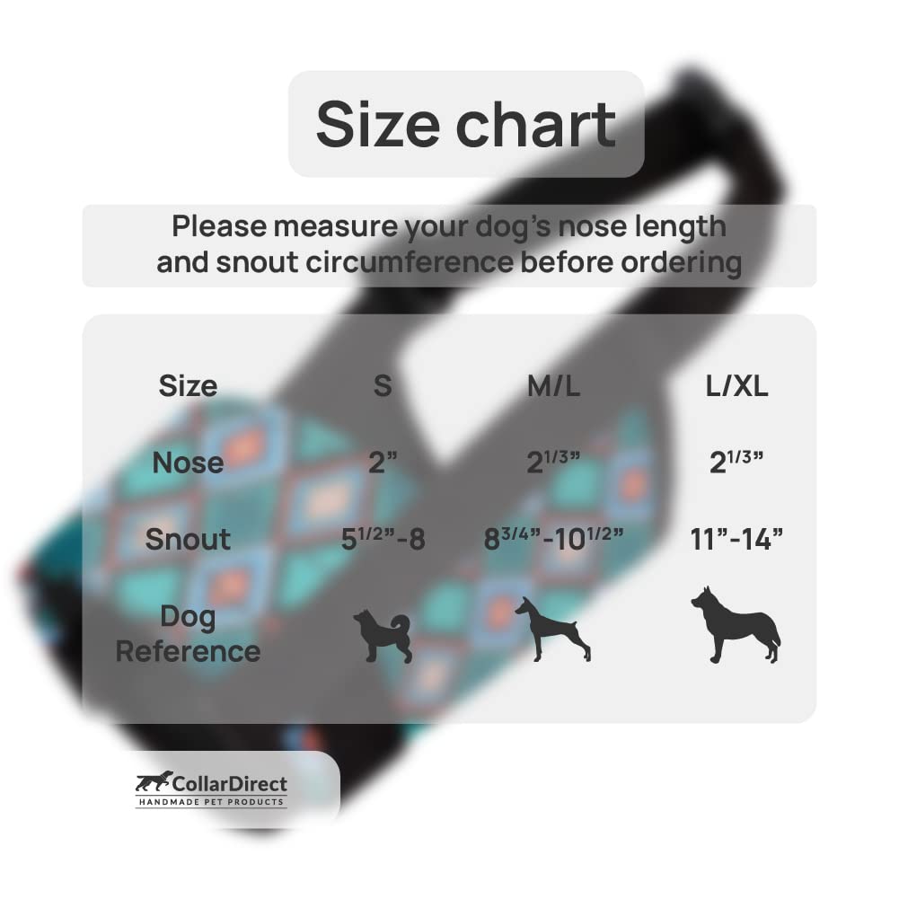 Collardirect Dog Muzzle - Adjustable Soft Breathable Tribal Nylon Dog Mouth Guard Cover For Small, Medium And Large Dogs, Anti C