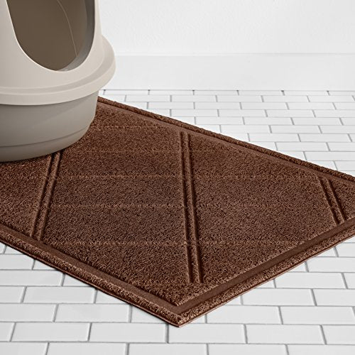 Amazon Basics Less-Mess Cat Litter Box Mat, 24'' X 35'', Unscented, Brown