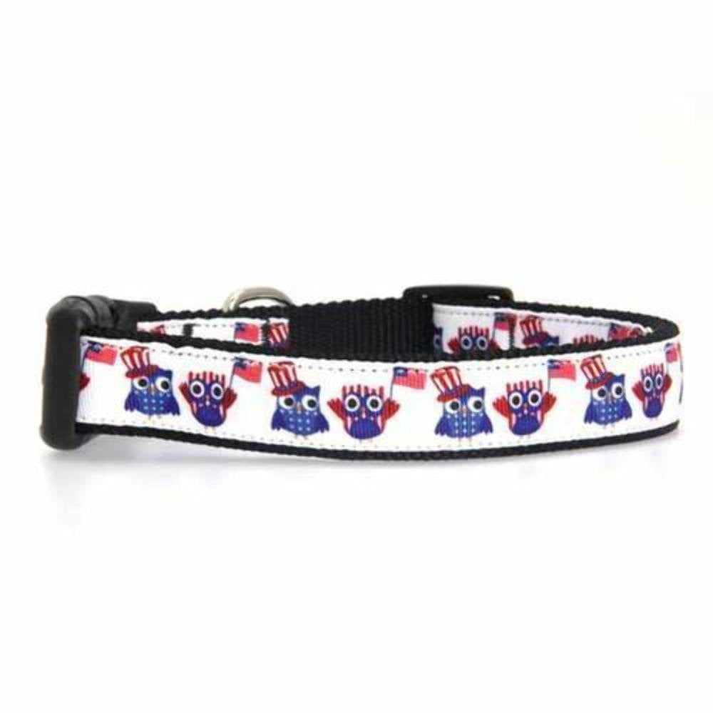 Pet Dog & Cat Nylon Collar or Leash, &quot;American Owls&quot; LG Collar