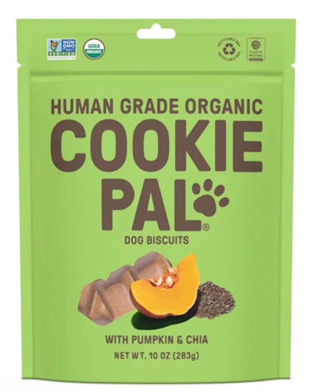 Cookiepal Organic Pumpkin Chia Dog Treats, 10 Oz