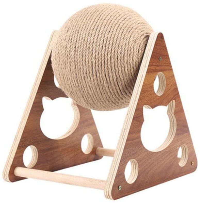 Googgoing Cat Scratcher Toy,Natural Sisal Rope Cat Scratching Ball Scratcher Toy With Ball For Cats& Kittens&Dogs&Puppy, Interactive Solid Wood Scratcher Pet Toy (Medium)
