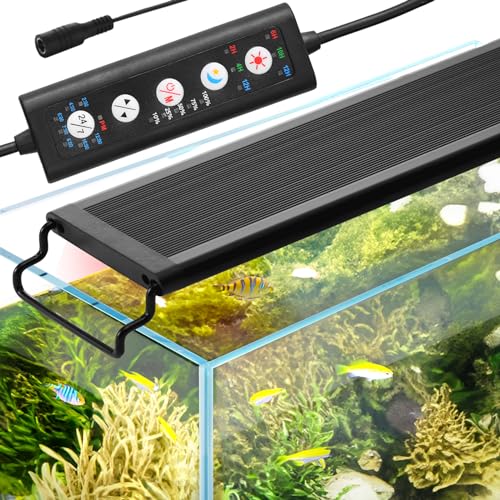 VEVOR Aquarium Light, 36W Full Spectrum Fish Tank Light with 24/7 Natural Mode, Adjustable Timer & 5-Level Brightness, with Alum