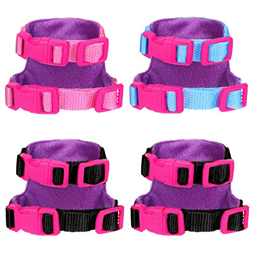 4 Pieces Small Pet Harness Vest And Leash Set With Cute Bowknot And Safe Bell Decor Chest Strap Harness For Outdoor Walking Rabbit Ferret Guinea Pig Bunny Hamster Puppy Kitten (Small)