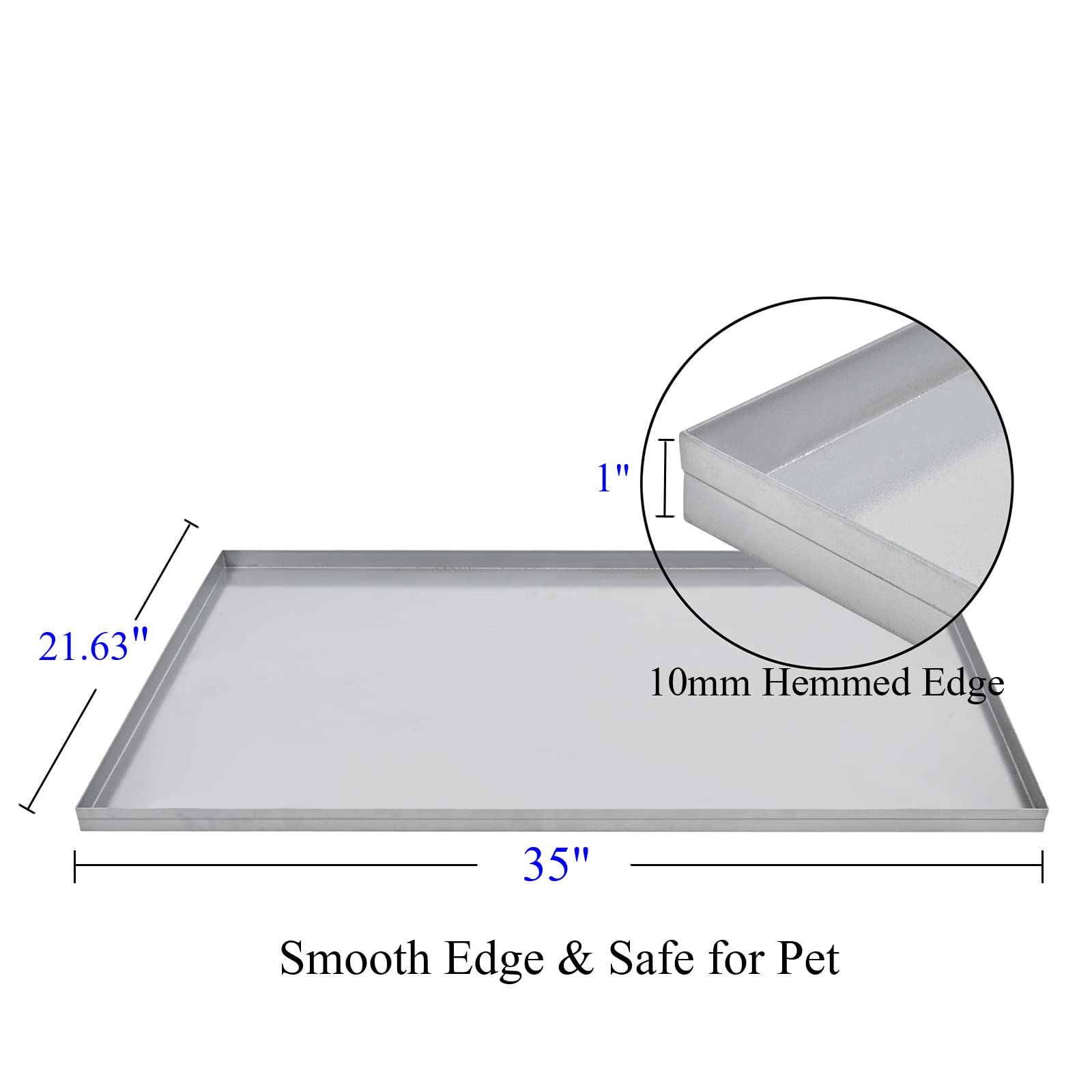 Icitywall 35X21.63X1 Replacement Tray For Dog Crate, Galvanized, Chew-Proof And Crack-Proof Dog Kennel Tray Replacement