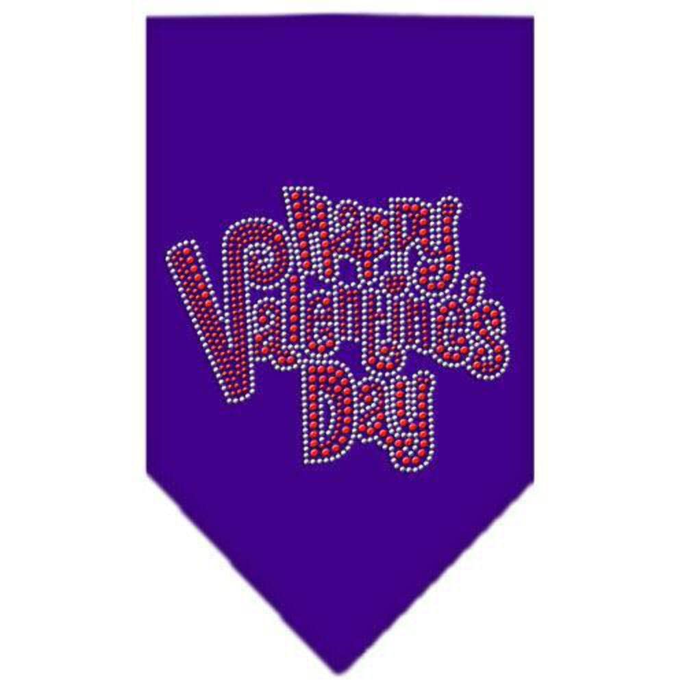 Mirage Pet Products Happy Valentines Day Rhinestone Bandana, Purple, Large