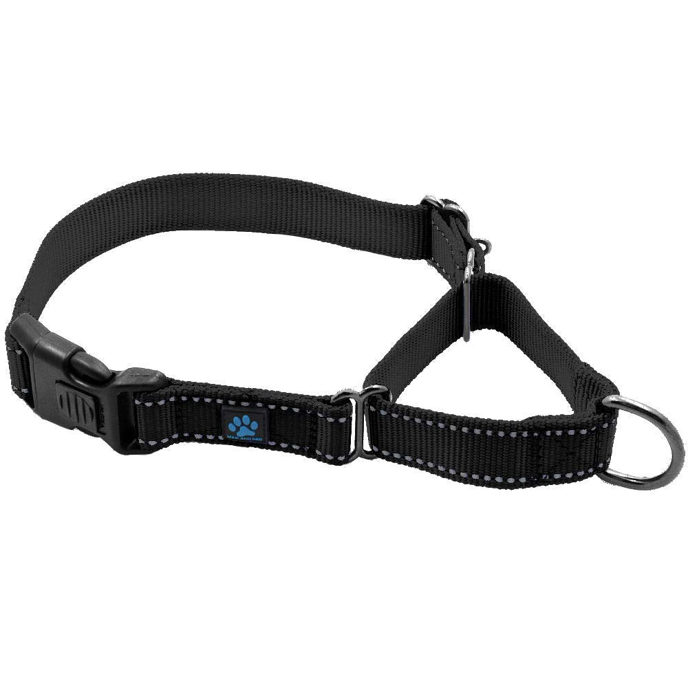 Max And Neo Nylon Martingale Collar - We Donate A Collar To A Dog Rescue For Every Collar Sold (Small, Black)