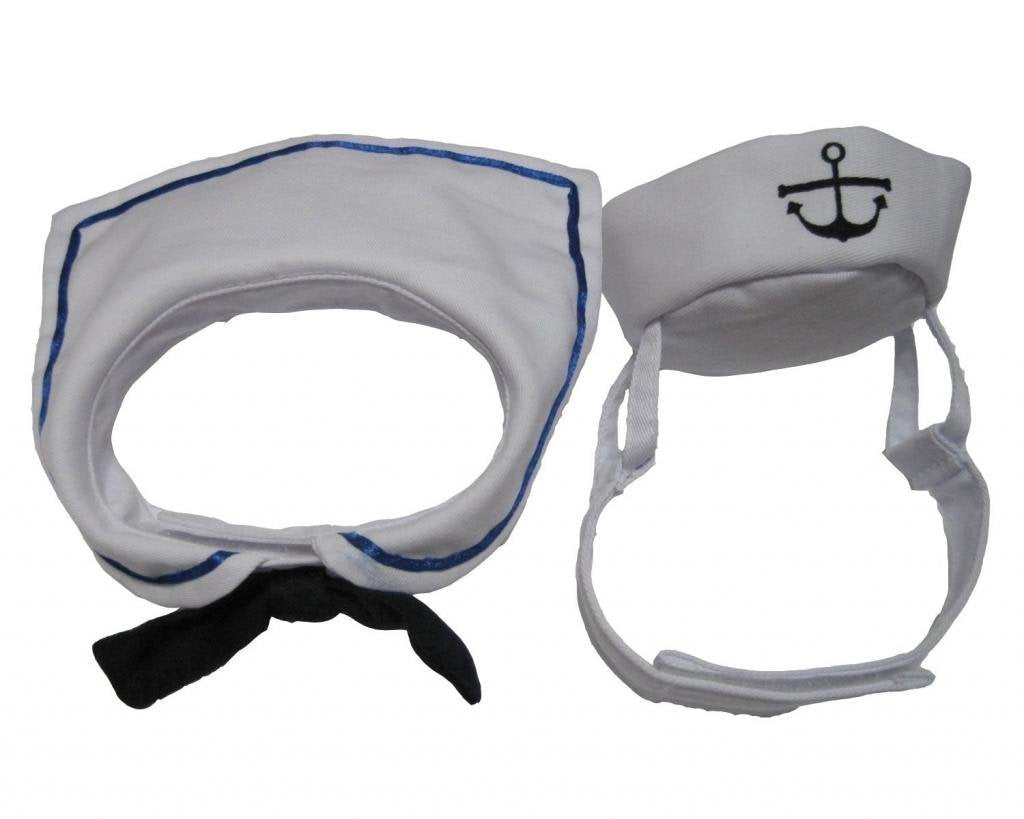Dogs Kingdom Cat Dog Sailor Costume Hat Navy Tie Pet Sailor Costume Set White One Size
