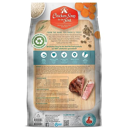 Chicken Soup for the Soul Adult Dry Dog Food, Beef & Brown Rice, 13.5lb, Real Meat First Ingredient, Supports Gut & Immune Health