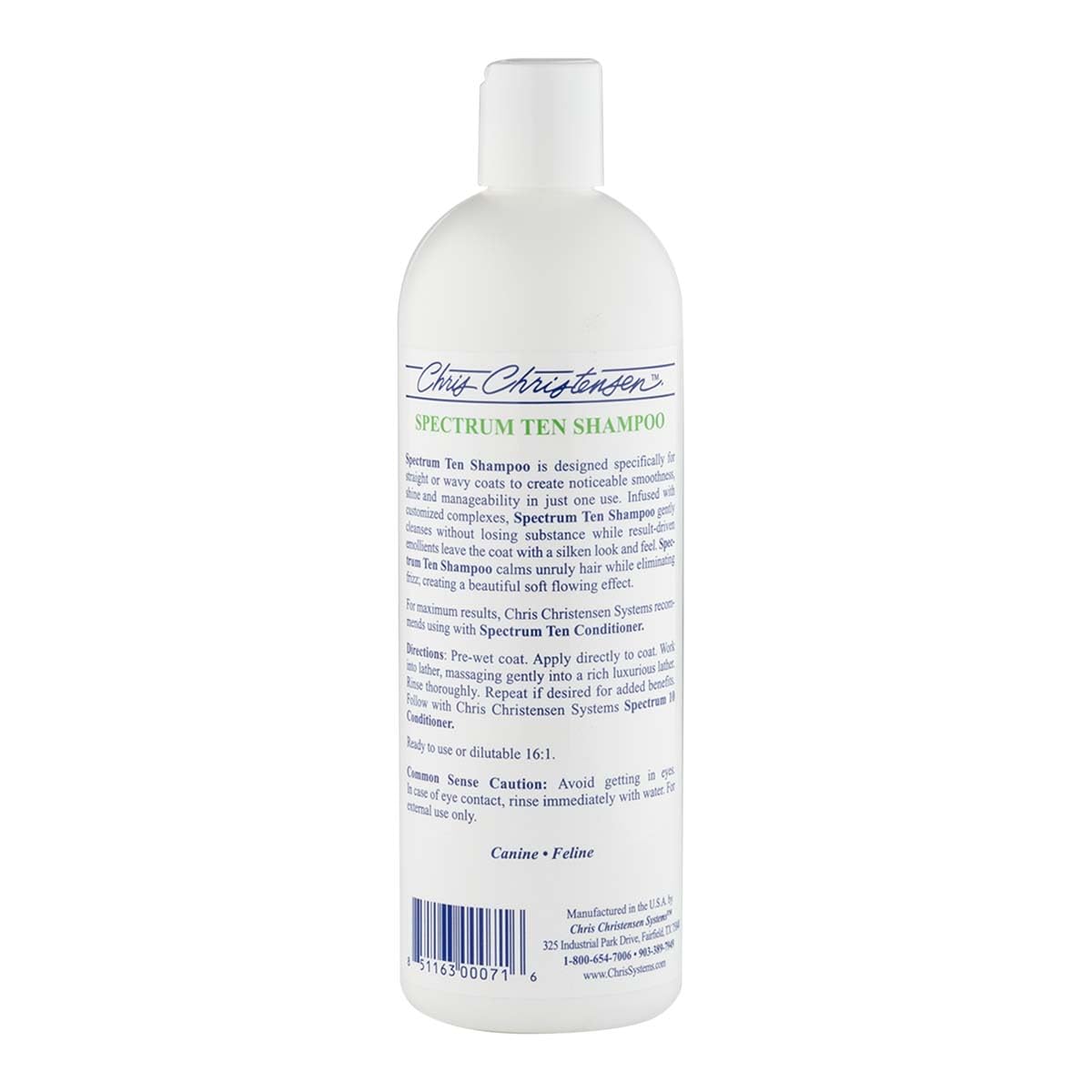 Chris Christensen Spectrum Ten Dog Shampoo, Groom Like A Professional, Gentle Cleansing, Gorgeous Shine, Made In Usa, 473Ml