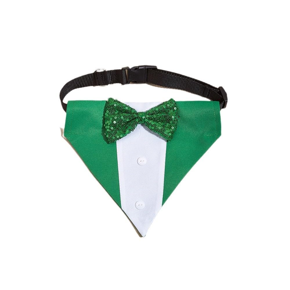 Bnibol Tuxedo Dog Collar For Wedding Engagement Birthday St. Patrick'S Day, Formal Dog Bandana Collar Costume With Bow Tie And A