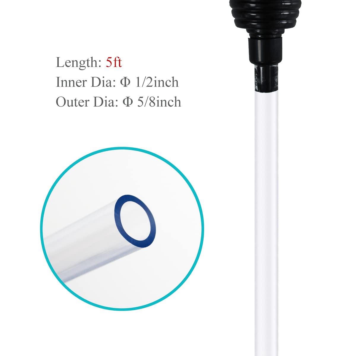 Laifoo 5Ft Aquarium Siphon Vacuum Cleaner For Fish Tank Cleaning Gravel & Sand