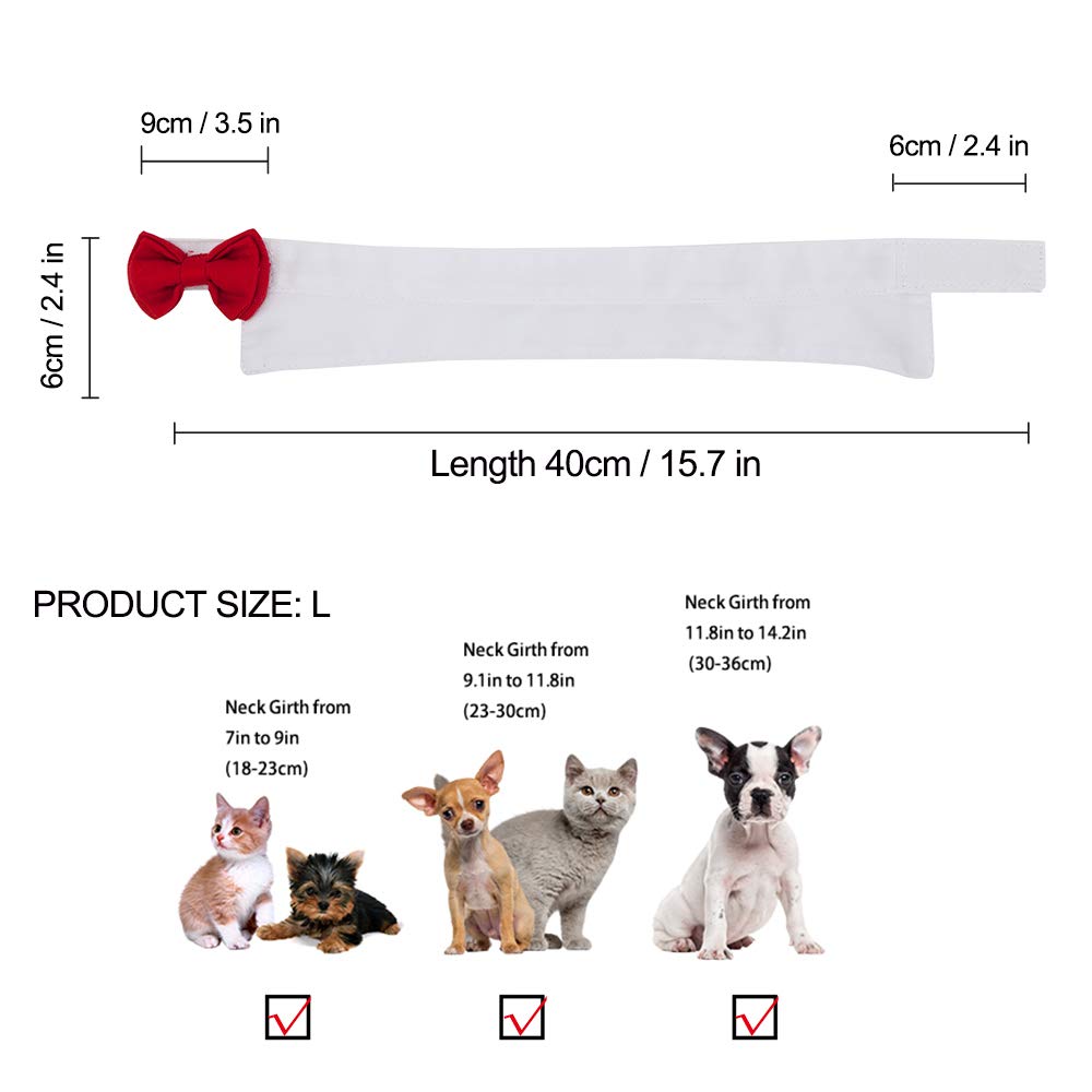Zton Handcrafted Adjustable Formal Pet Bowtie Collar Neck Tie For Dogs & Cats (L, Red)