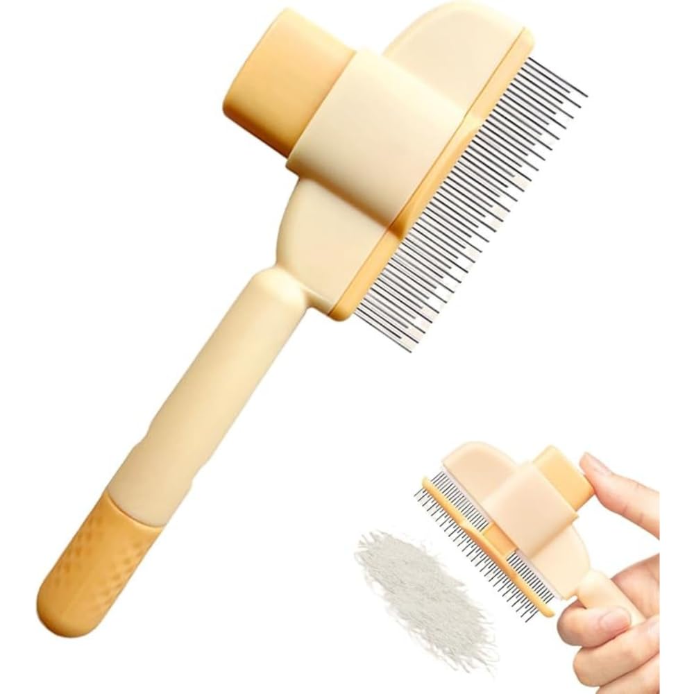 Kashtgo Self Cleaning Slicker Brush For Dogs & Cats  Stainless Steel Dog Grooming Brush With OneClick Hair Release, AntiSlip 