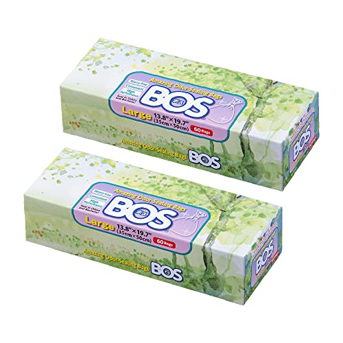 BOS Amazing Odor Sealing Disposable Bags for Diapers, Pet Waste or any Sanitary Product Disposal -Durable and Unscented [Size:L,