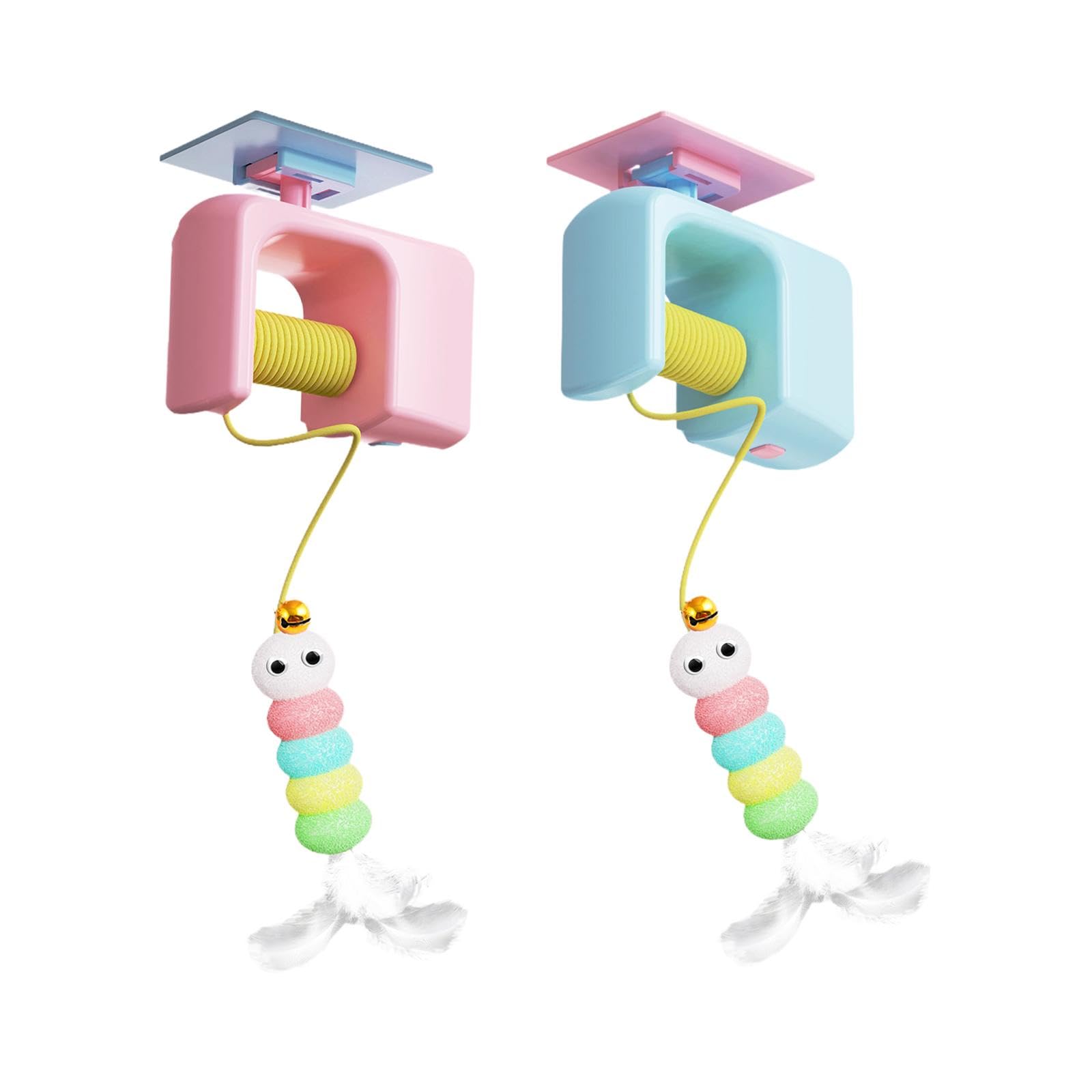 Ujeavette Hanging Cat Teaser Toy Automatic Exercise For All Breeds Kitten Chasing Game Pink