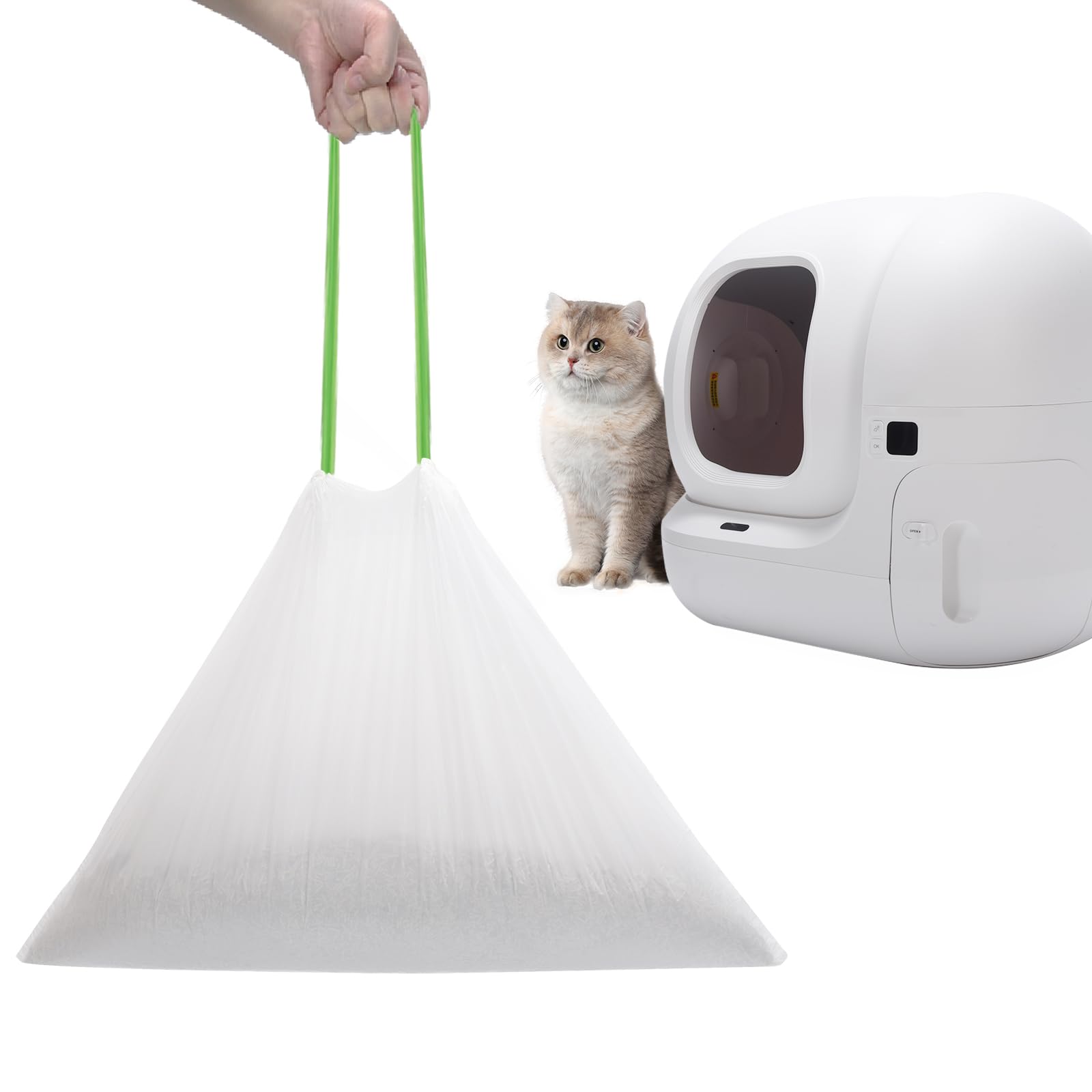 67 Count Cat Litter Bags For Pet Pura Max Self-Cleaning Litter Box, Drawstring Kitty Liners For Automatic Waste Drawer Bin, Disp