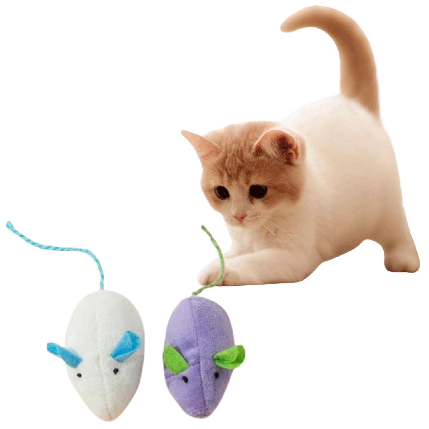 Woofy Pups&Pets 2 Pcs Plush Mouse Cats Rattling Mice Amusement Toys Catnip Mice Toys Cat Mice Toys Kitten Stuffed Animal Toy Cat
