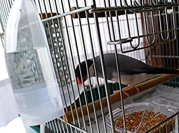 Bird Cage Water Bottle Dispenser Feeder For Zebra Finch Budgies Set Of 2 (Clear)