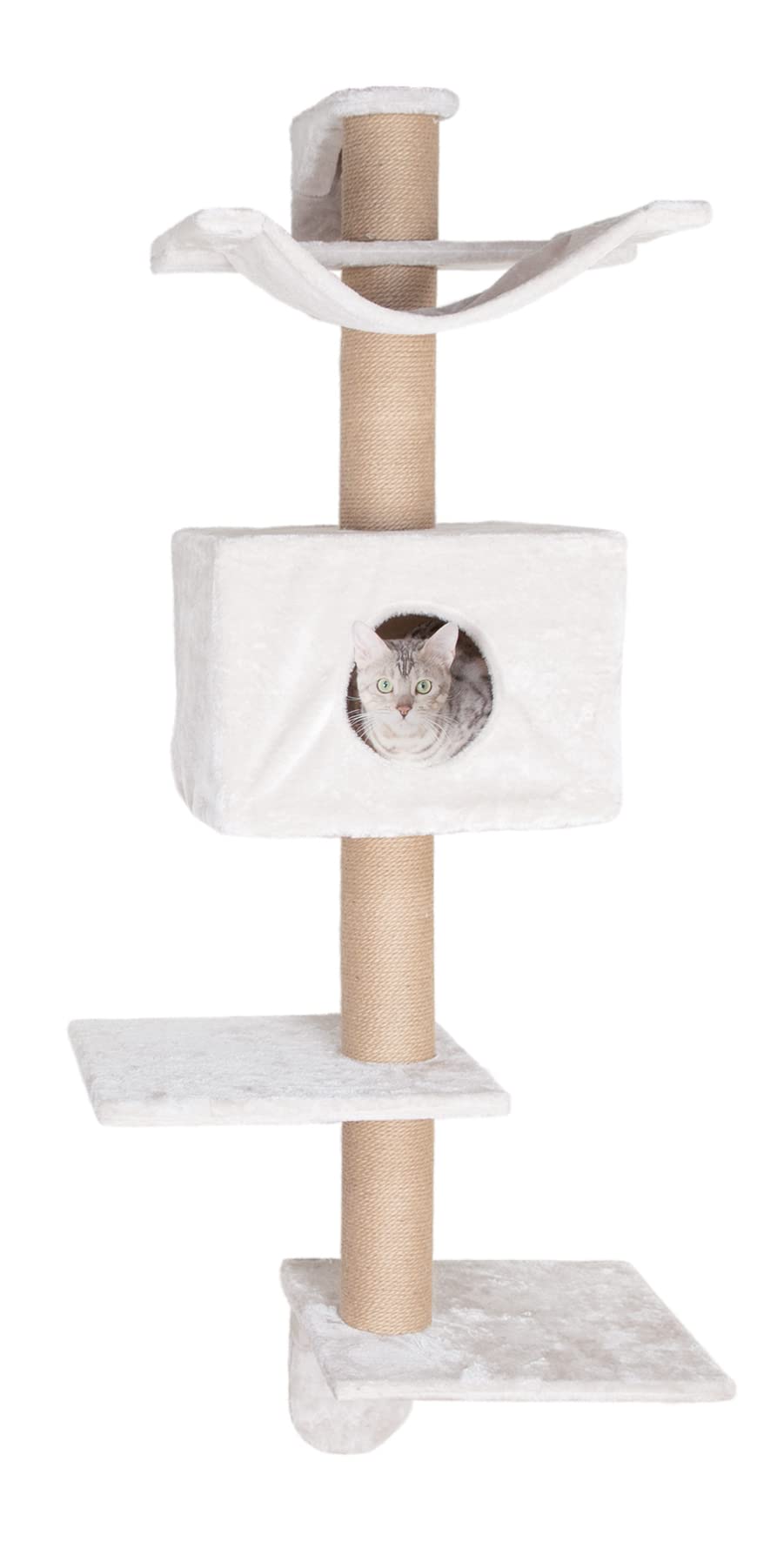 Trixie Dayna 59.8-In Wall Mounted Cat Tree With Scratching Posts, Condo, Hammock, And Two Platforms, Greige-Brown
