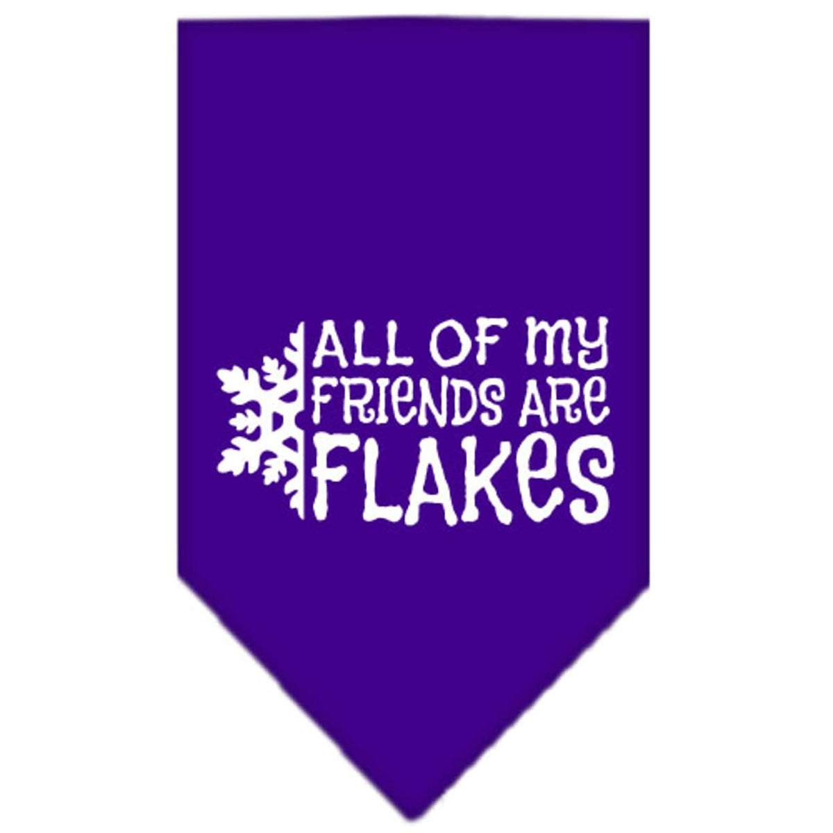 Christmas Pet and Dog Bandana Screen Printed, &quot;All Of My Friends Are Flakes&quot; Purple Large