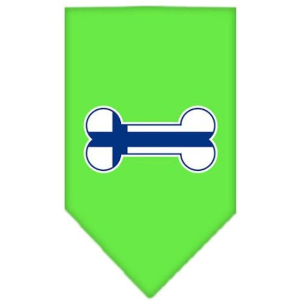 Mirage Pet Products Bone Flag Finland Screen Print Bandana for Pets, Small, Lime Green