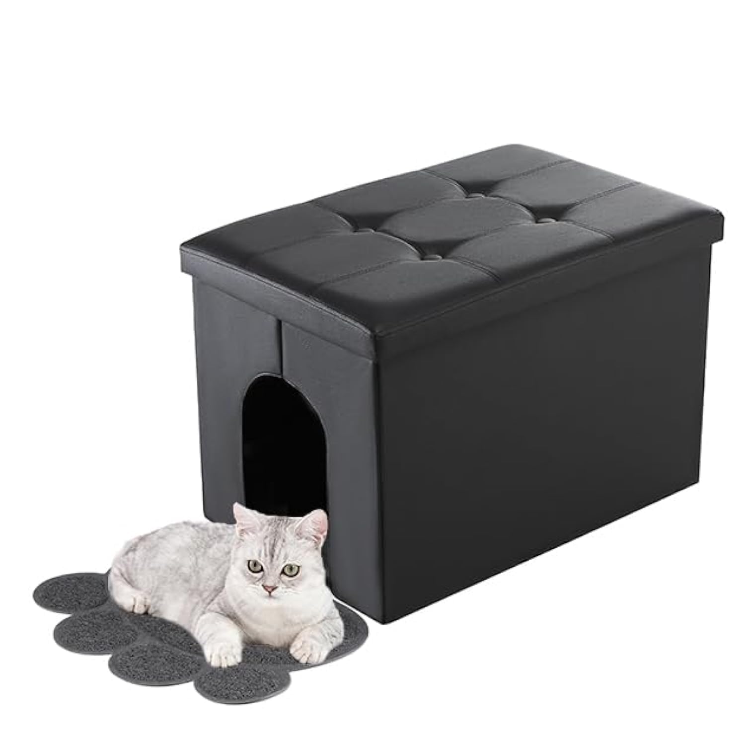 MEEXPAWS Cat Litter Box Enclosure Furniture Hidden, Cat Washroom Bench Storage Cabinet |Large 25.6   x 17.7   x 17.7  | Do