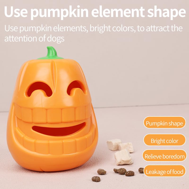 Histotree Dog Puzzle Toys Pumpkin Rubber Puppy Chew Toys Treat Food Dispensing Dog Toys for Teeth Cleaning Interactive Dog Toys