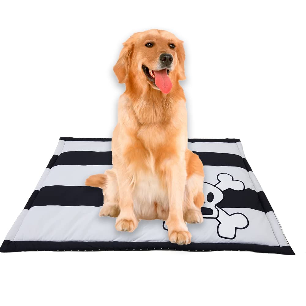 I WISH Cotton Reversible Soft Designer Skull Theme Dog Mat/Pet Bed with Filling/Washable & Light Weight Pet Bed| Light Weighted 