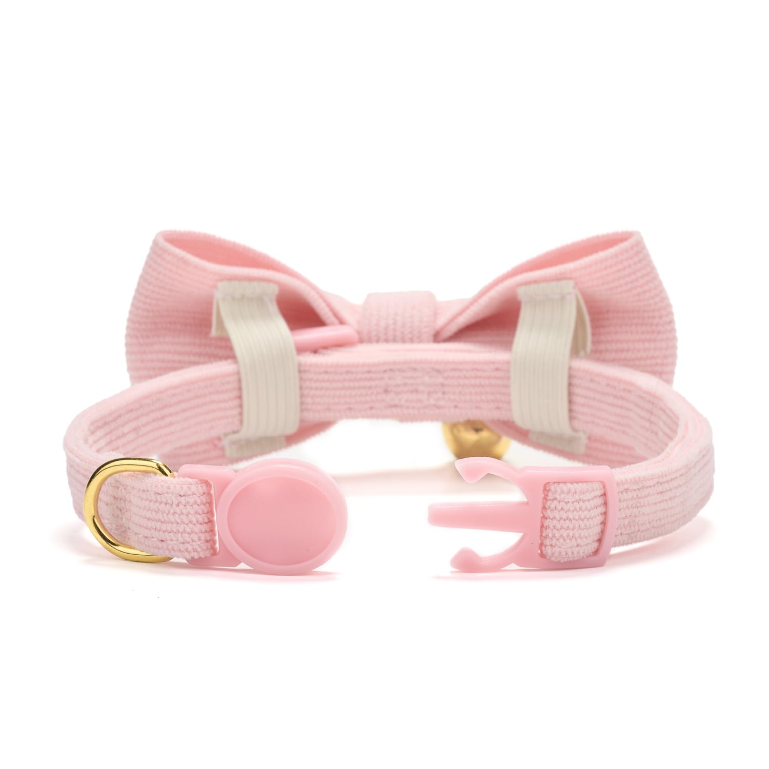 Ewinoom 2 Pack Soft Corduroy Cat Collars With Bow Tie & Bell, Adjustable Breakaway Cotton Kitty Bowtie Collar For Female Male Ca