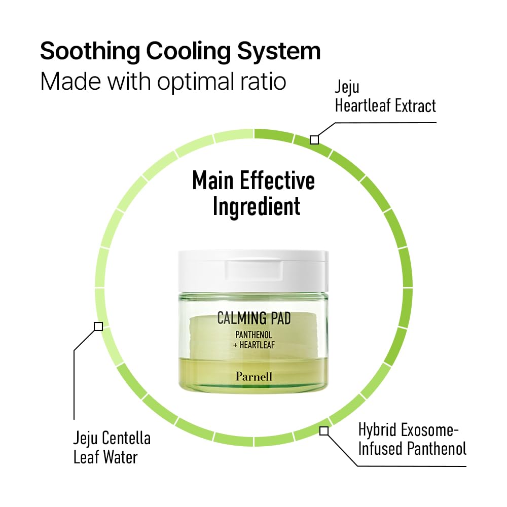 Parnell Panthenol Heartleaf Calming 60 Pads, Hydration Pads for face, Korea Skin Care, Korea Beauty