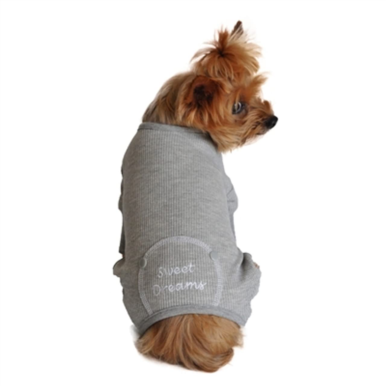 Doggie Design Sweet Dreams Soft Cotton Thermal Dog Pajamas (L, Gray)