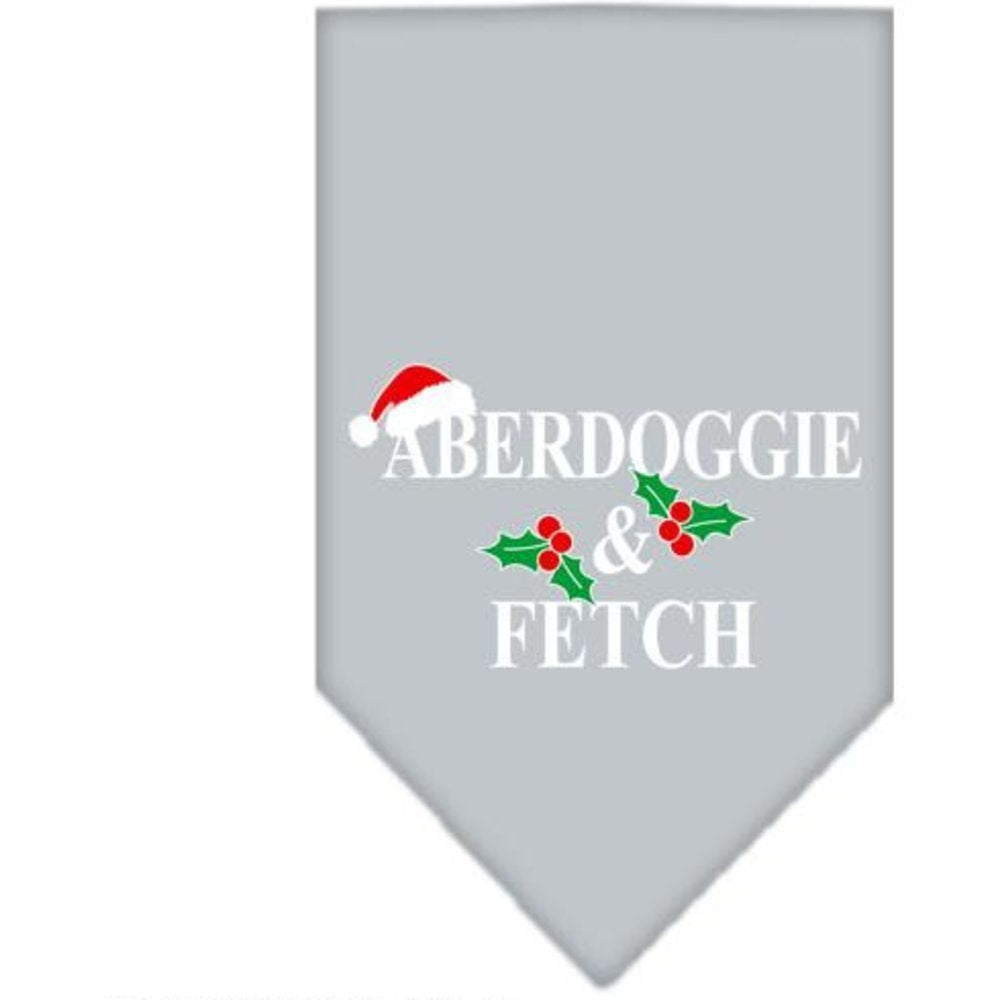 Christmas Pet and Dog Bandana Screen Printed, &quot;Aberdoggie Christmas&quot; Grey Large