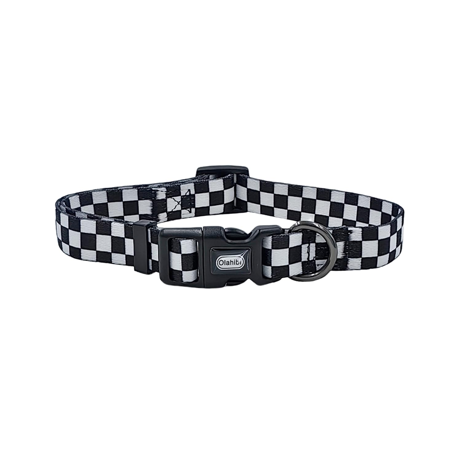 Olahibi Basic Dog Collar, Check Pattern, Polyester Material, 4 For Small Medium Large Dogs.(M, Check)
