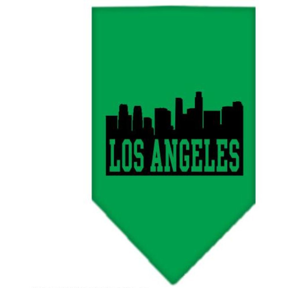 Pet and Dog Bandana Screen Printed, &quot;Los Angeles Skyline&quot; Emerald Green Large