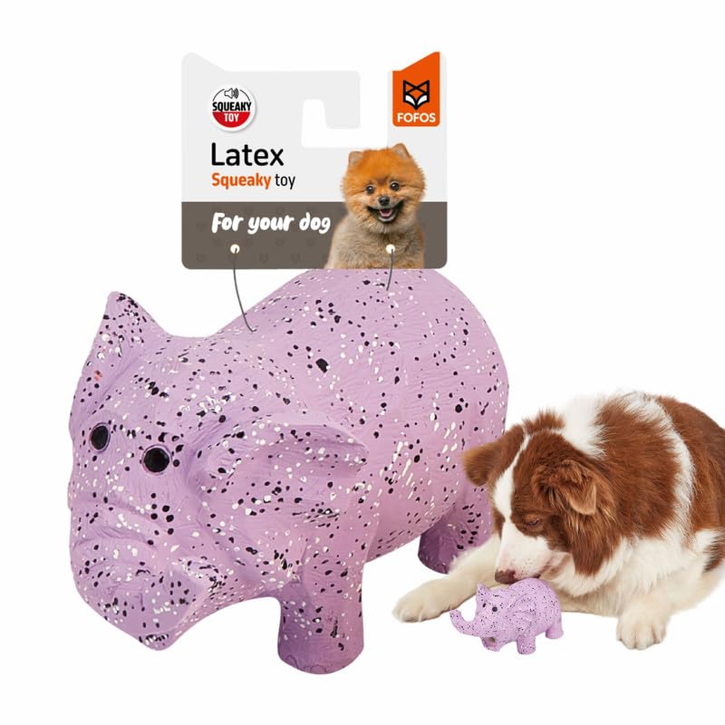 BarkButler x FOFOS Latex Elephant Squeaky Dog Toy  100% Natural Rubber & Squeaky Toys for Dogs, Lightweight Dog Toys for Medium