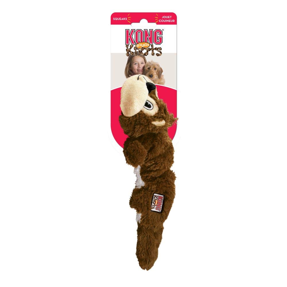 Kong - Scrunch Knots Squirrel - Internal Knotted Ropes And Minimal Stuffing For Less Mess - For Medium/Large Dogs