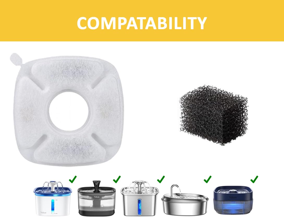 Goldtone Pet Fountain Filters Replacement Compatible With Veken 67Oz, 95Oz, 135Oz Cat And Dog Water Fountain Filters (Carbon Fil