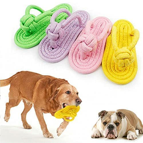D&C Paws Dog Cotton Rope Dog Toy Slipper Shoes Shape Pet Dog Biting Chew Pet Toy (1 Piece, Color May Vary)