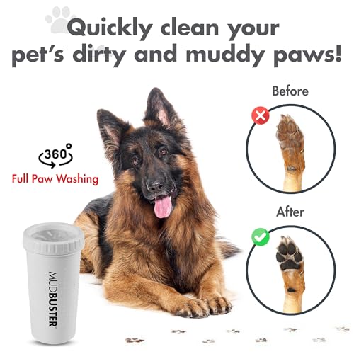 Dexas Mudbuster Portable Dog Paw Washer/Paw Cleaner, Large, Bright White- Special Edition (Pw72032-22Wp)