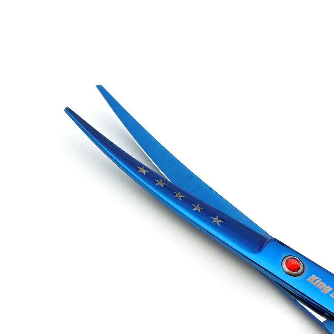 7.0In Titanium Blue Professional Pet Grooming Scissors Set,Straight & Thinning & Curved Scissors 4Pcs Set For Dog Grooming,(Blue
