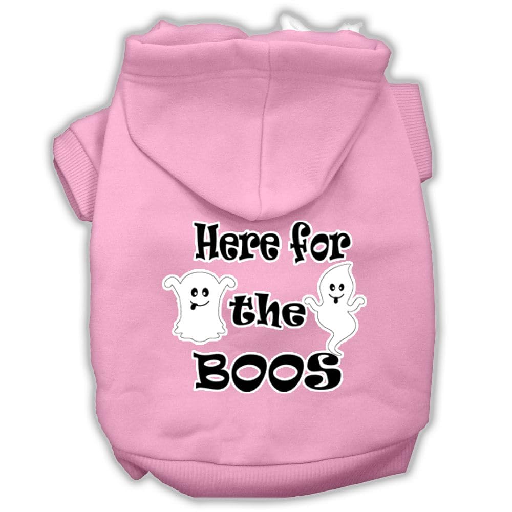 Halloween Pet, Dog & Cat Hoodie Screen Printed, 'Here For The Boos' Light Pink 3Xl (25-35 Lbs.)