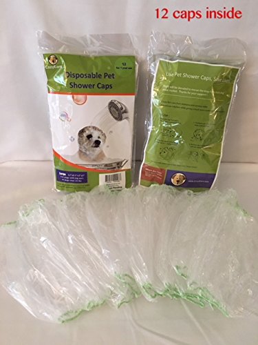 CozyEars Disposable Pet Shower Caps, Shower, Raining, Swimming, Dogs, 12 Caps in a Pack (Large)