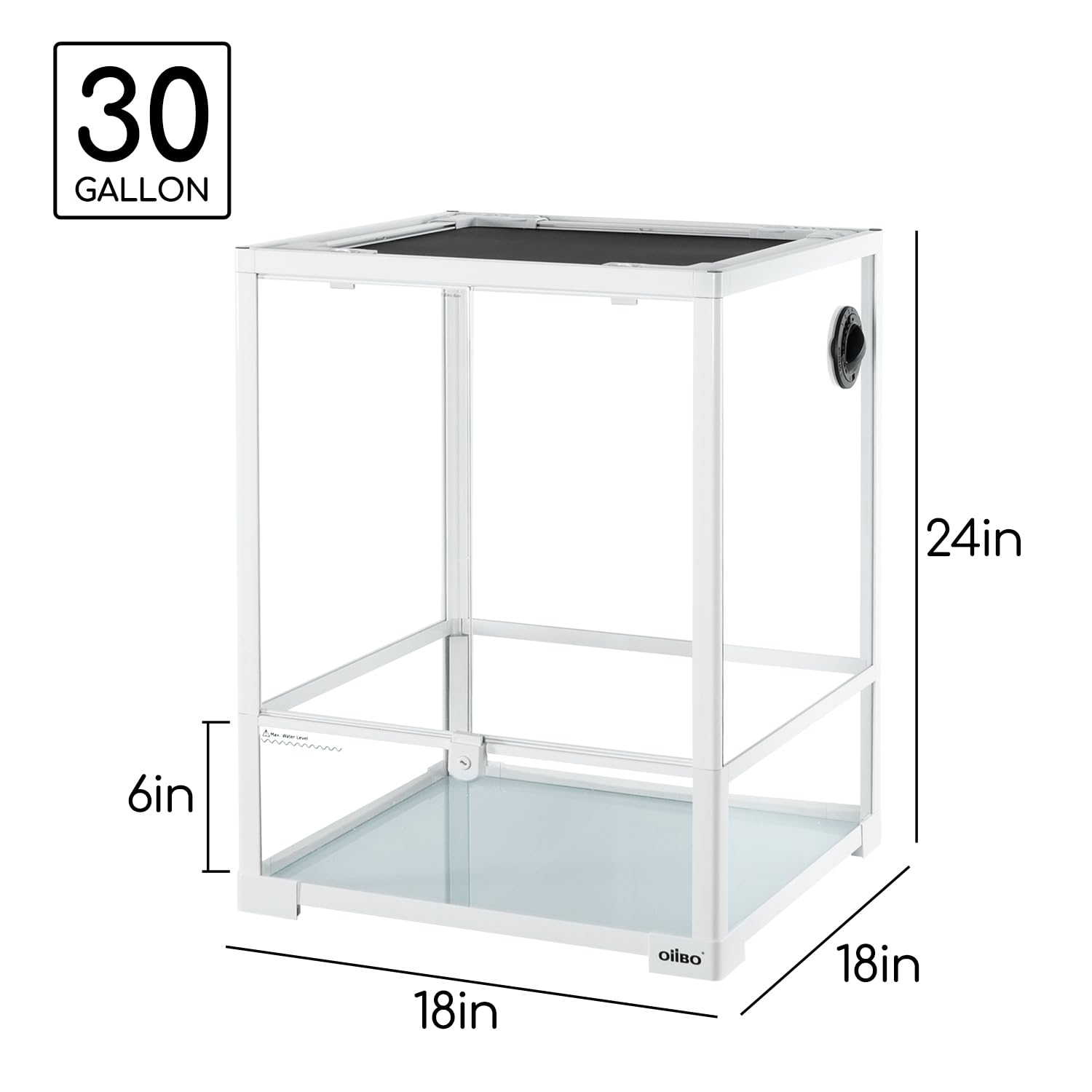 Oiibo 30 Gallon Reptile Tank 18'' X 18'' X 24'' Reptile Terrarium, Full View Glass Terrarium Tank With Double Hinge Door For Rep