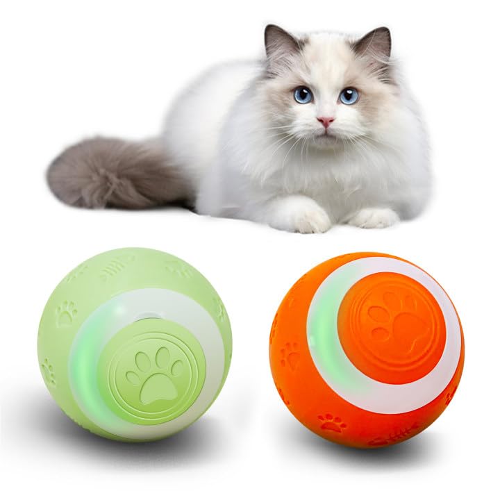 Sealon Electric Interactive Cat Toy Ball(Green 2 Pack) Indoor Cat Play Ball, Suitable For Cats Over 6 Months For Exercise, Weigh